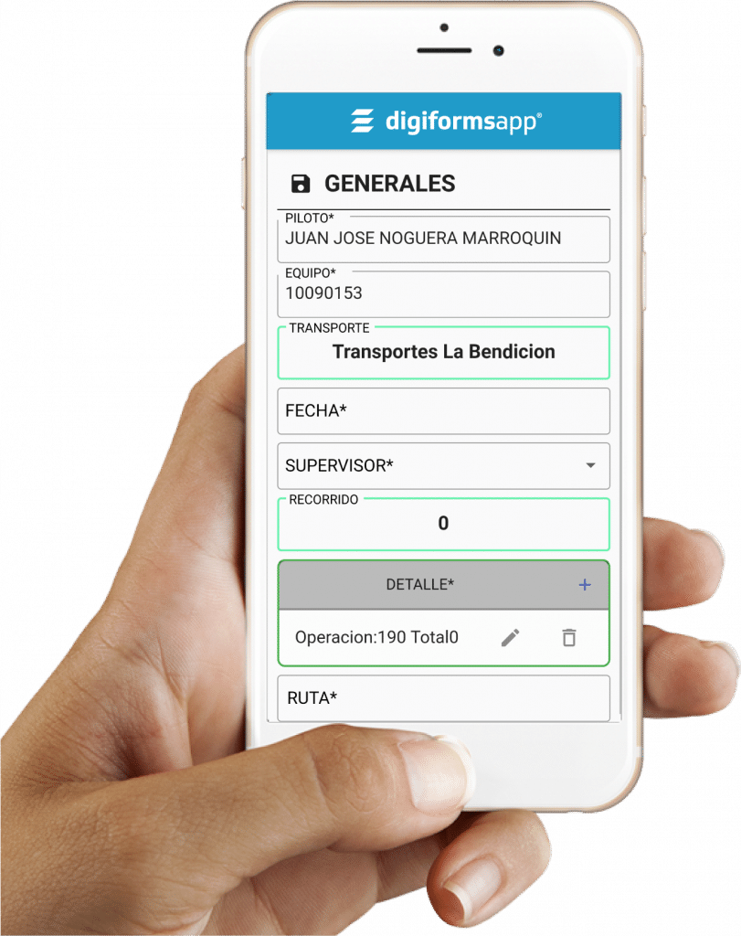 Dispositivo móvil con formulario digital